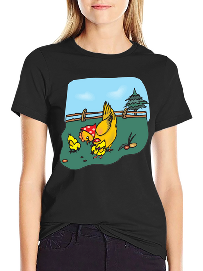 Chicken & Chicks Cartoon T-Shirt