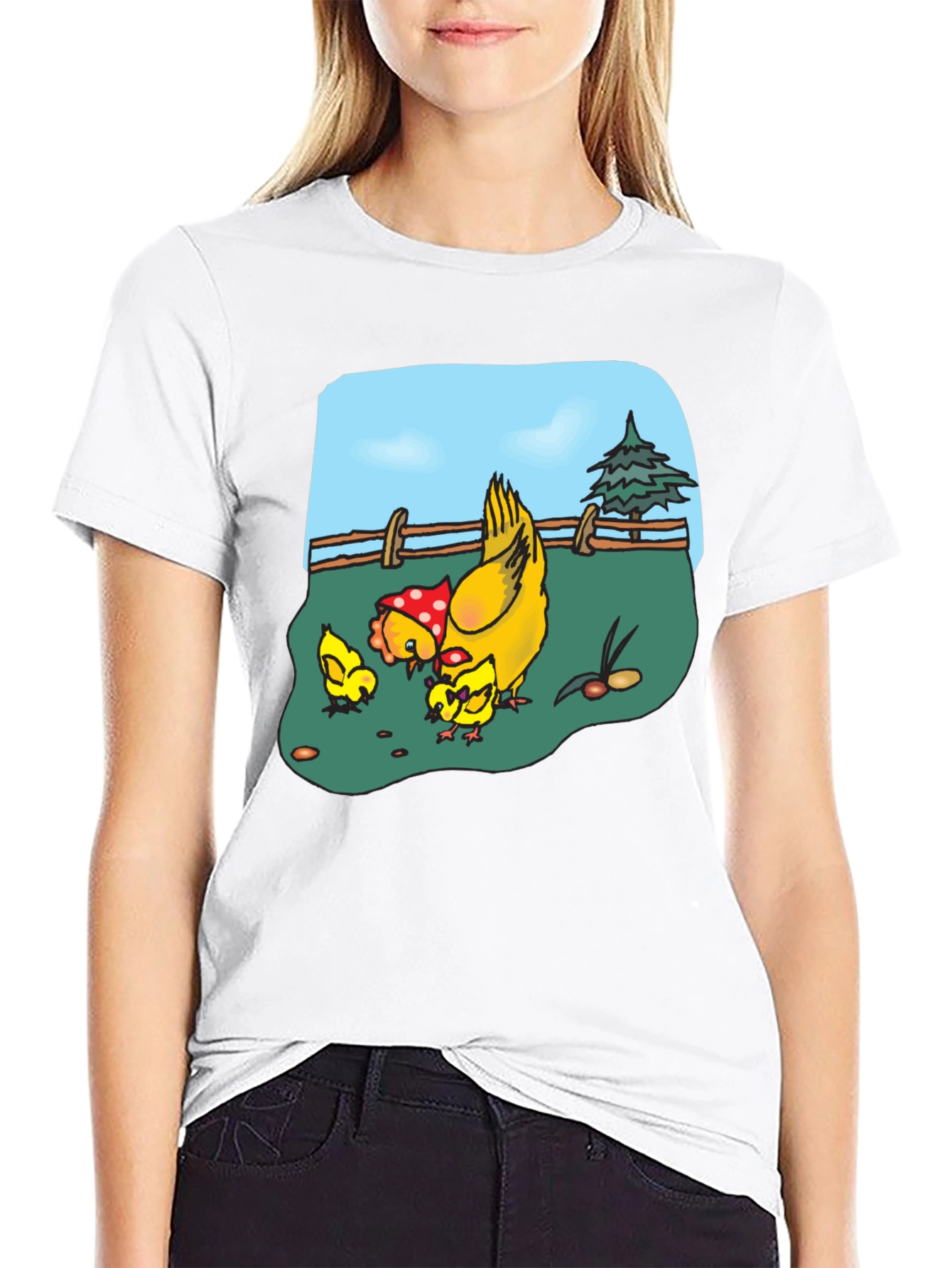 Chicken & Chicks Cartoon T-Shirt