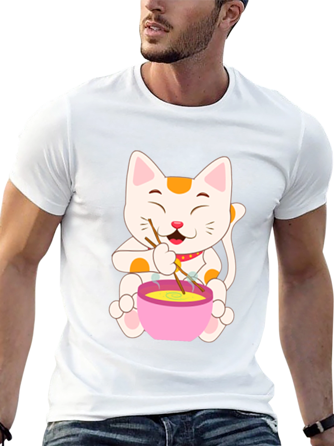 Lucky Cat Ramen T-Shirt - Unique Graphic Tee