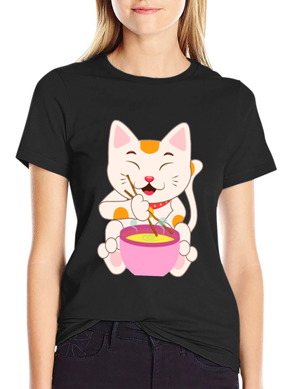 Lucky Cat Ramen T-Shirt - Unique Graphic Tee
