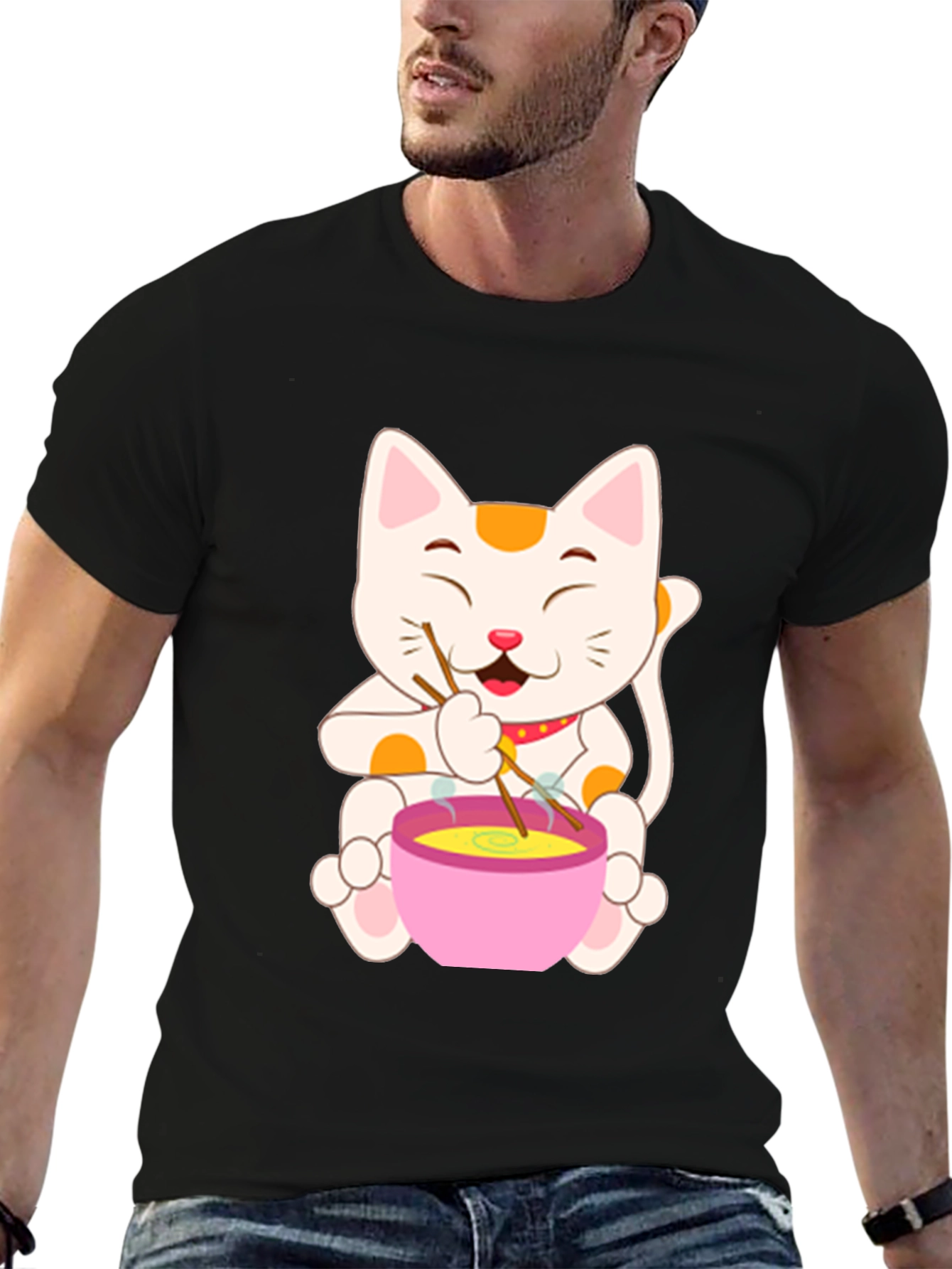 Lucky Cat Ramen T-Shirt - Unique Graphic Tee