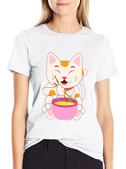 Lucky Cat Ramen T-Shirt - Unique Graphic Tee