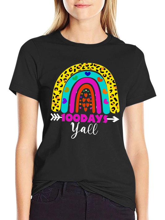 100 Days Yall Rainbow Graphic Tee