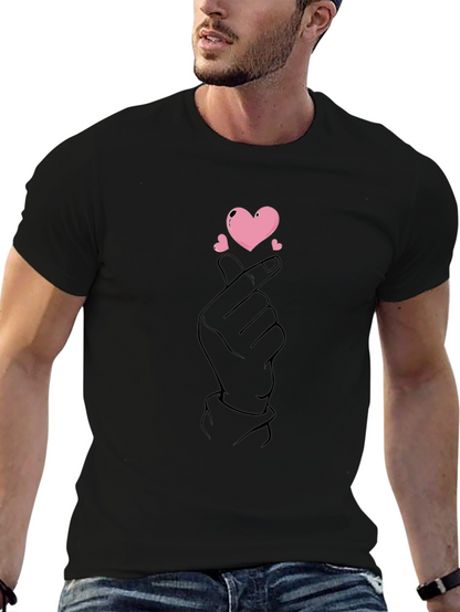 Finger Heart Gesture Graphic Tee - Love Sign T-Shirt