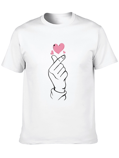 Finger Heart Gesture Graphic Tee - Love Sign T-Shirt