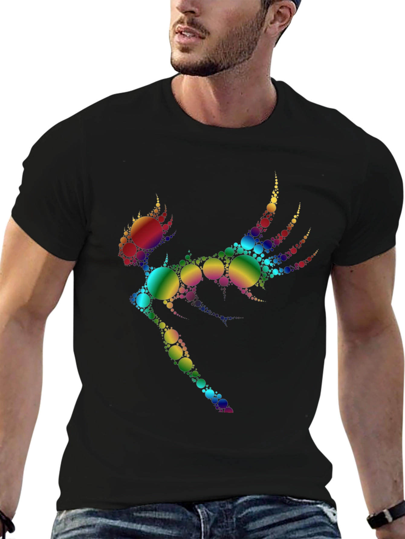 Rainbow Circle Fairy Graphic Tee - Black