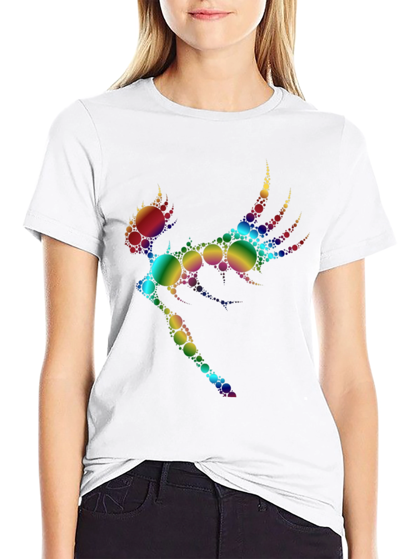 Rainbow Circle Fairy Graphic Tee - Black
