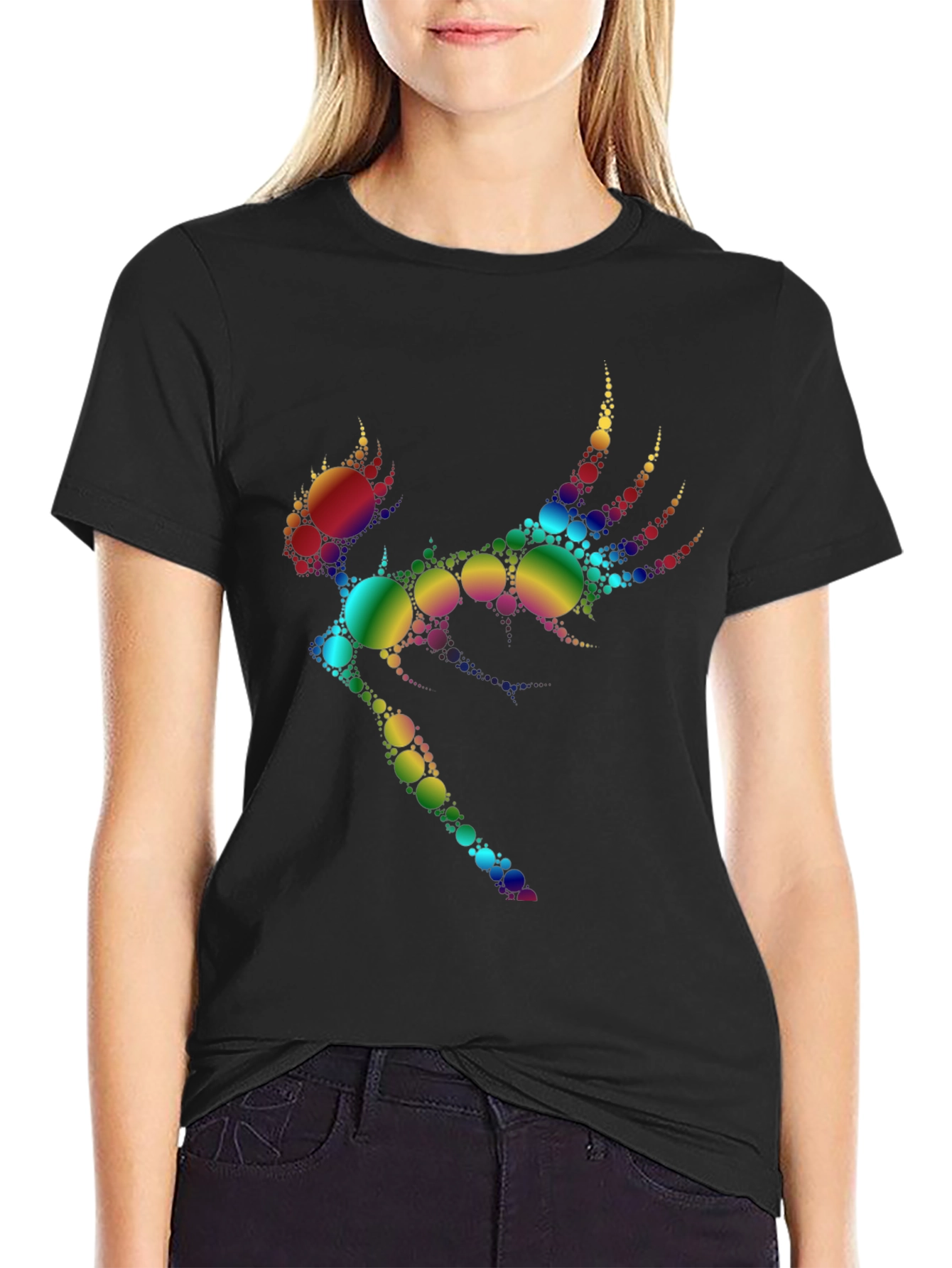 Rainbow Circle Fairy Graphic Tee - Black