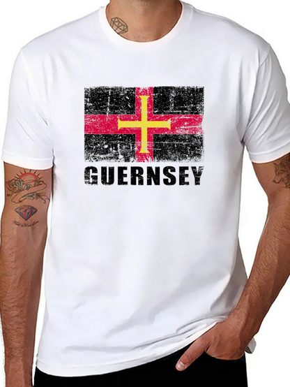 Guernsey Flag T-Shirt - Distressed Design