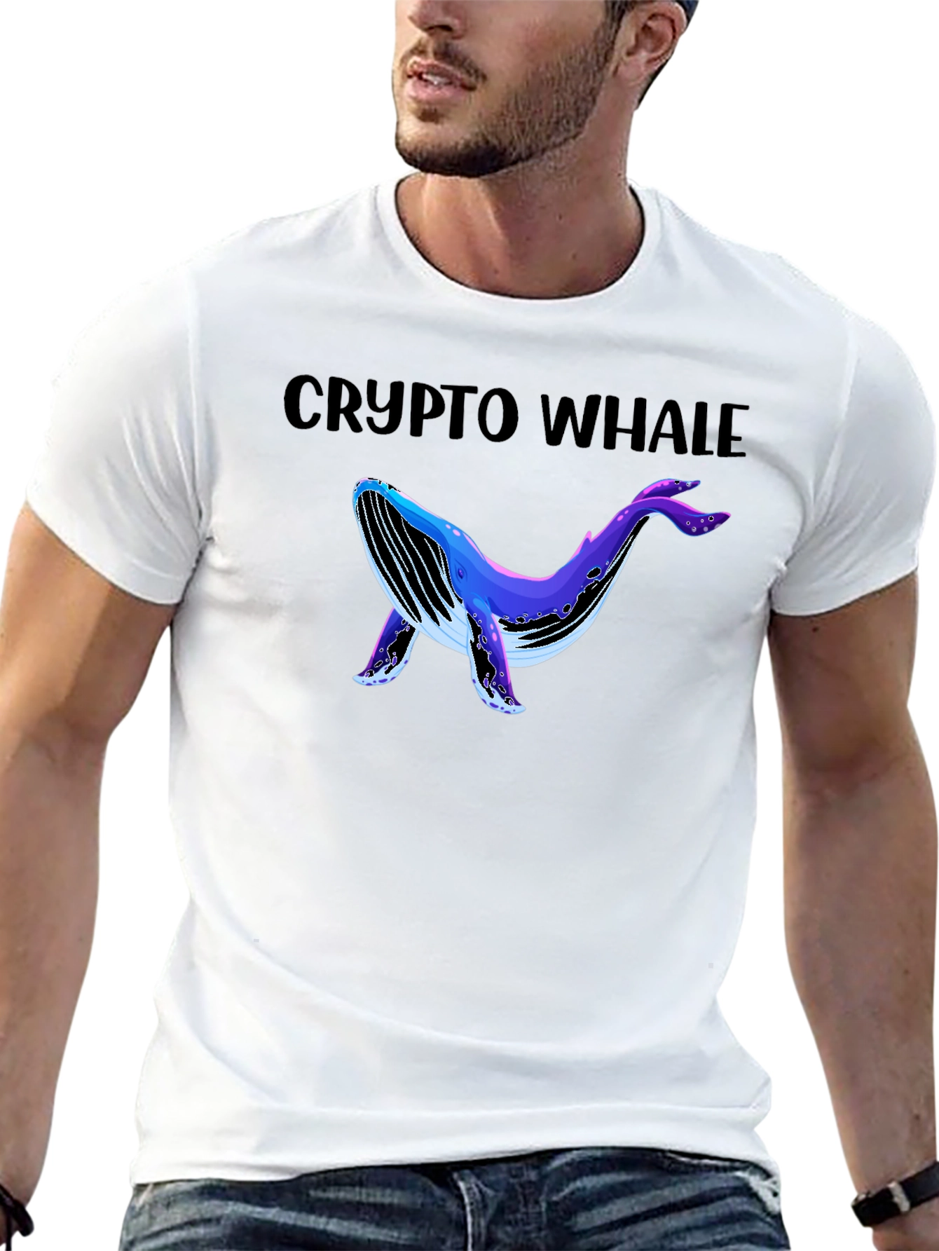 Crypto Whale Black Graphic T-Shirt