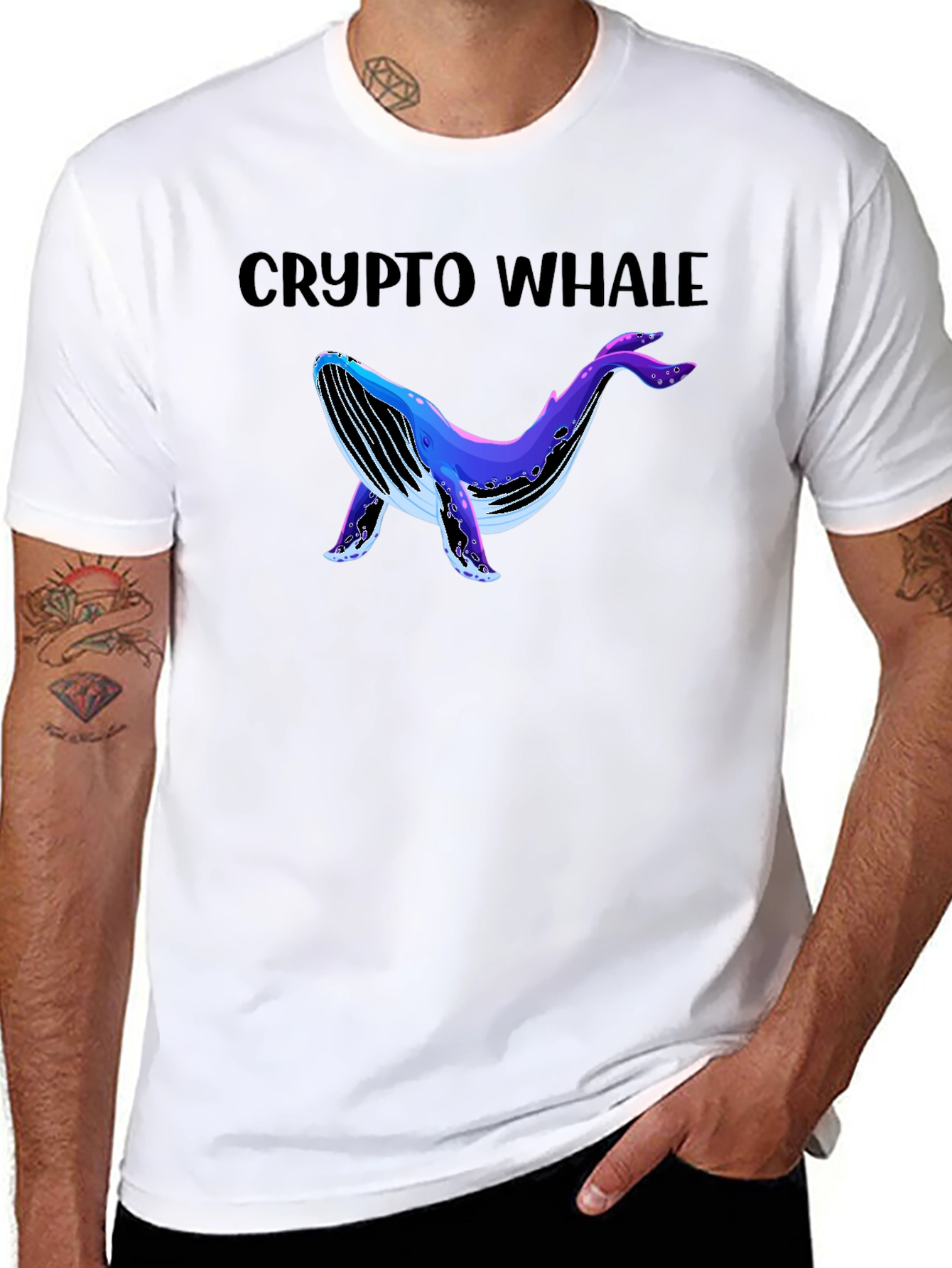 Crypto Whale Black Graphic T-Shirt