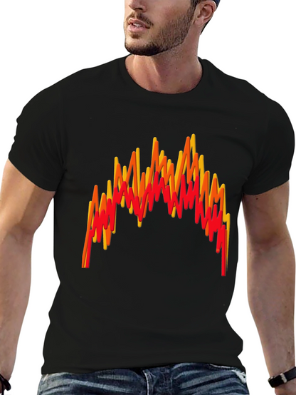 Flame Wave Graphic Tee - Bold Black T-Shirt