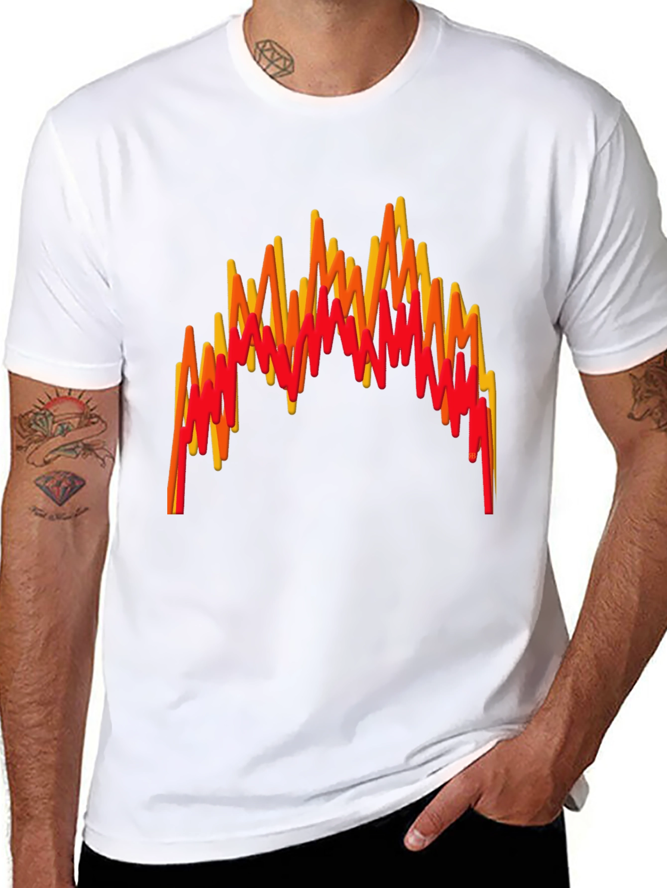 Flame Wave Graphic Tee - Bold Black T-Shirt