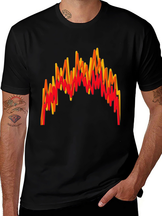 Flame Wave Graphic Tee - Bold Black T-Shirt