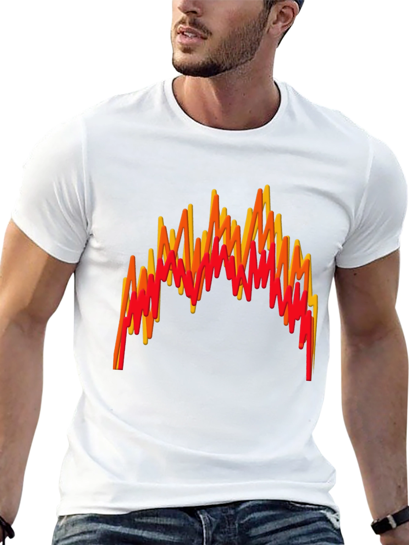 Flame Wave Graphic Tee - Bold Black T-Shirt
