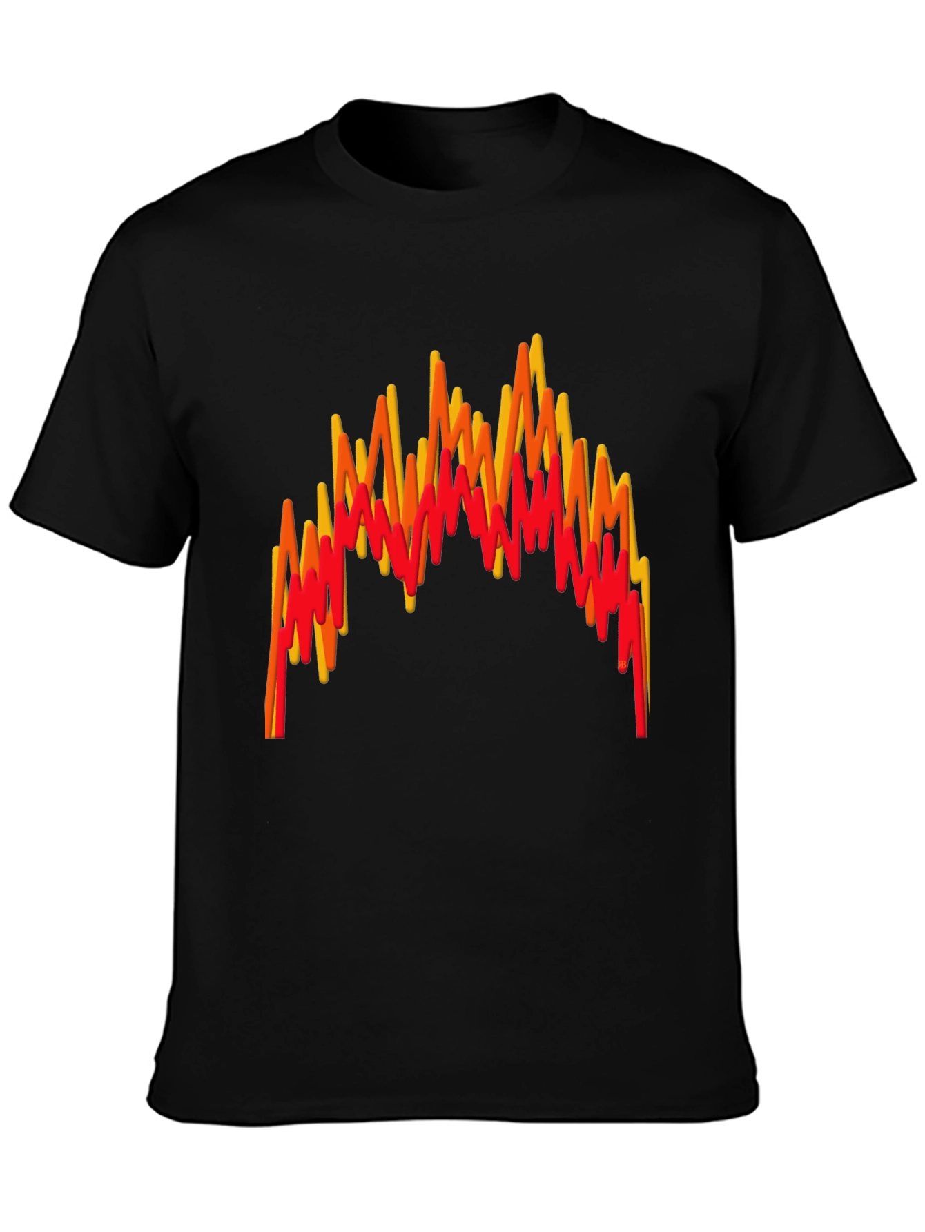 Flame Wave Graphic Tee - Bold Black T-Shirt