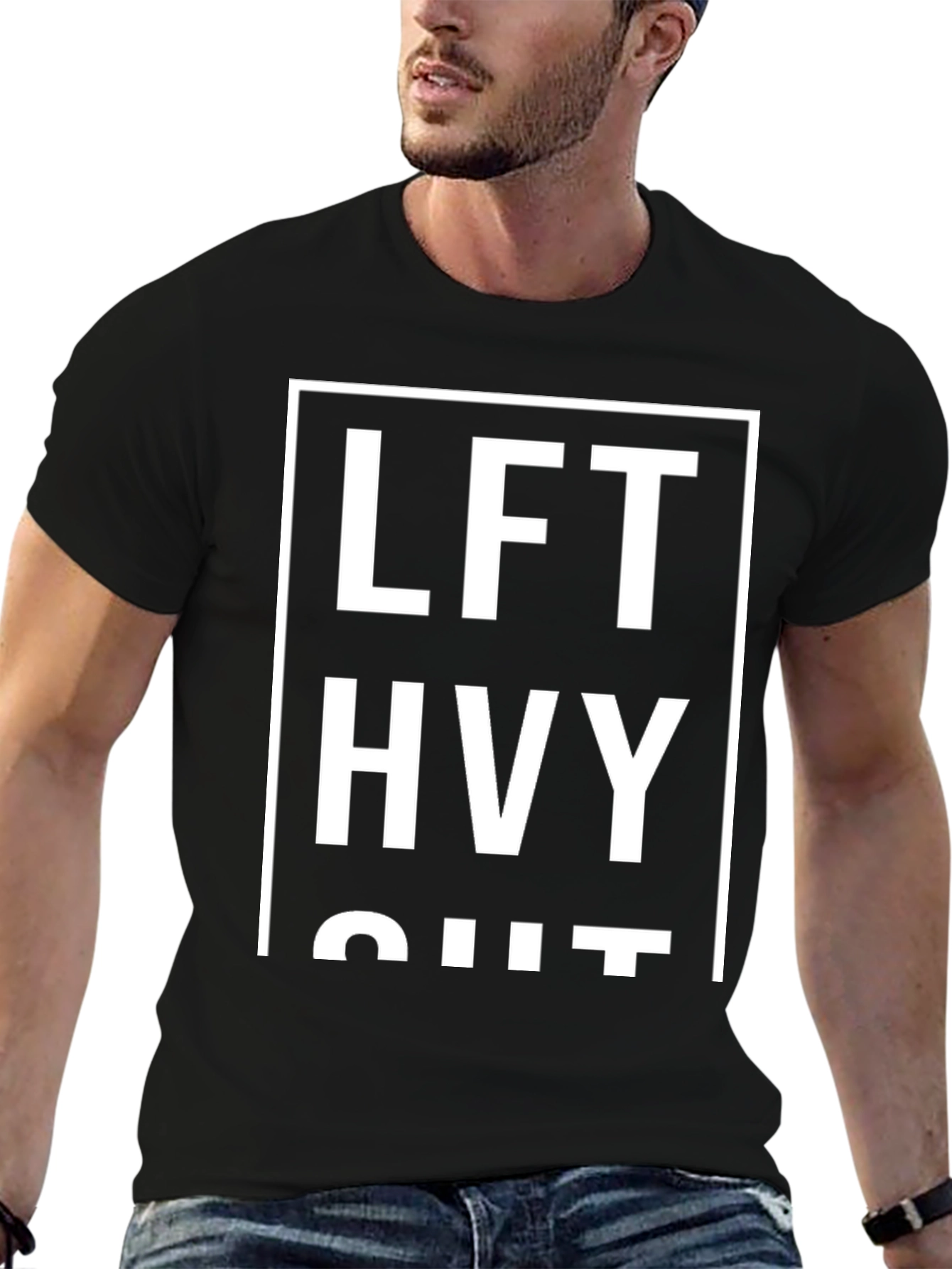 Lift Heavy Shirt - Black Cotton Graphic Tee
