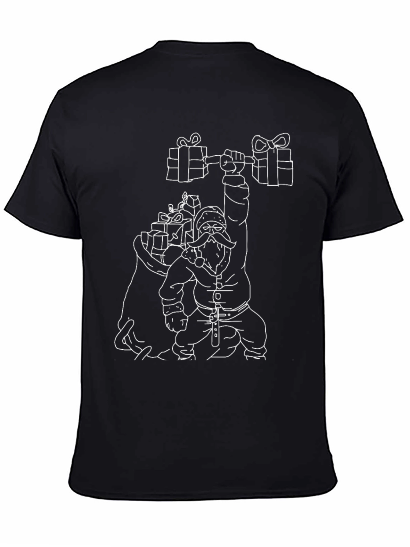 Santa Lifting Weights Graphic T-Shirt - Black