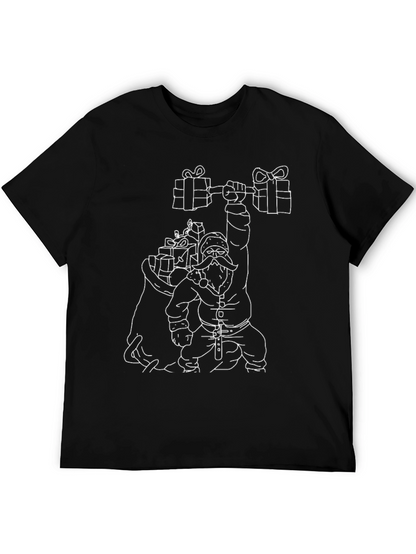 Santa Lifting Weights Graphic T-Shirt - Black