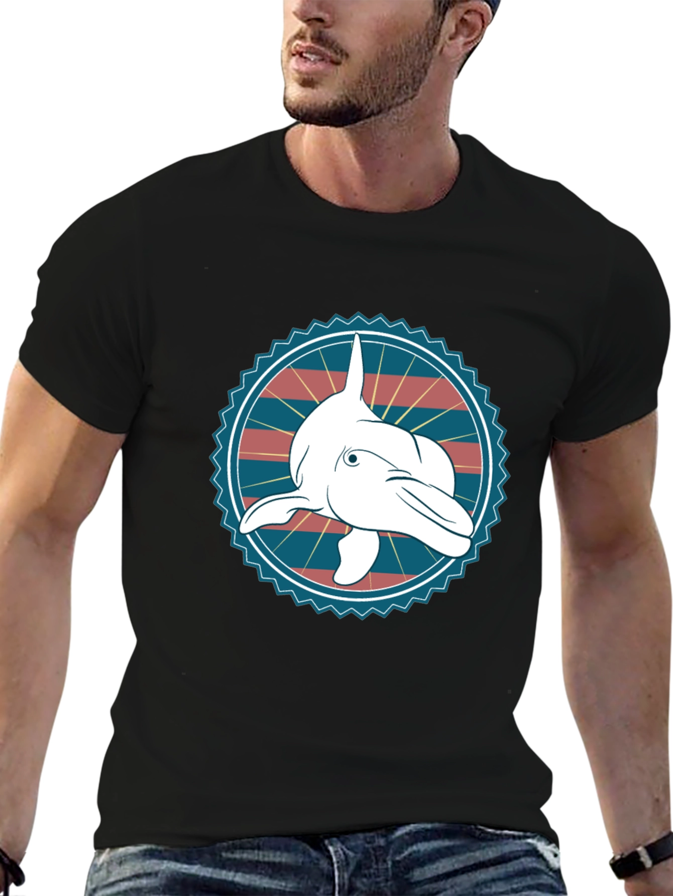 Dolphin Graphic Tee - Stylish Cotton Blend T-Shirt