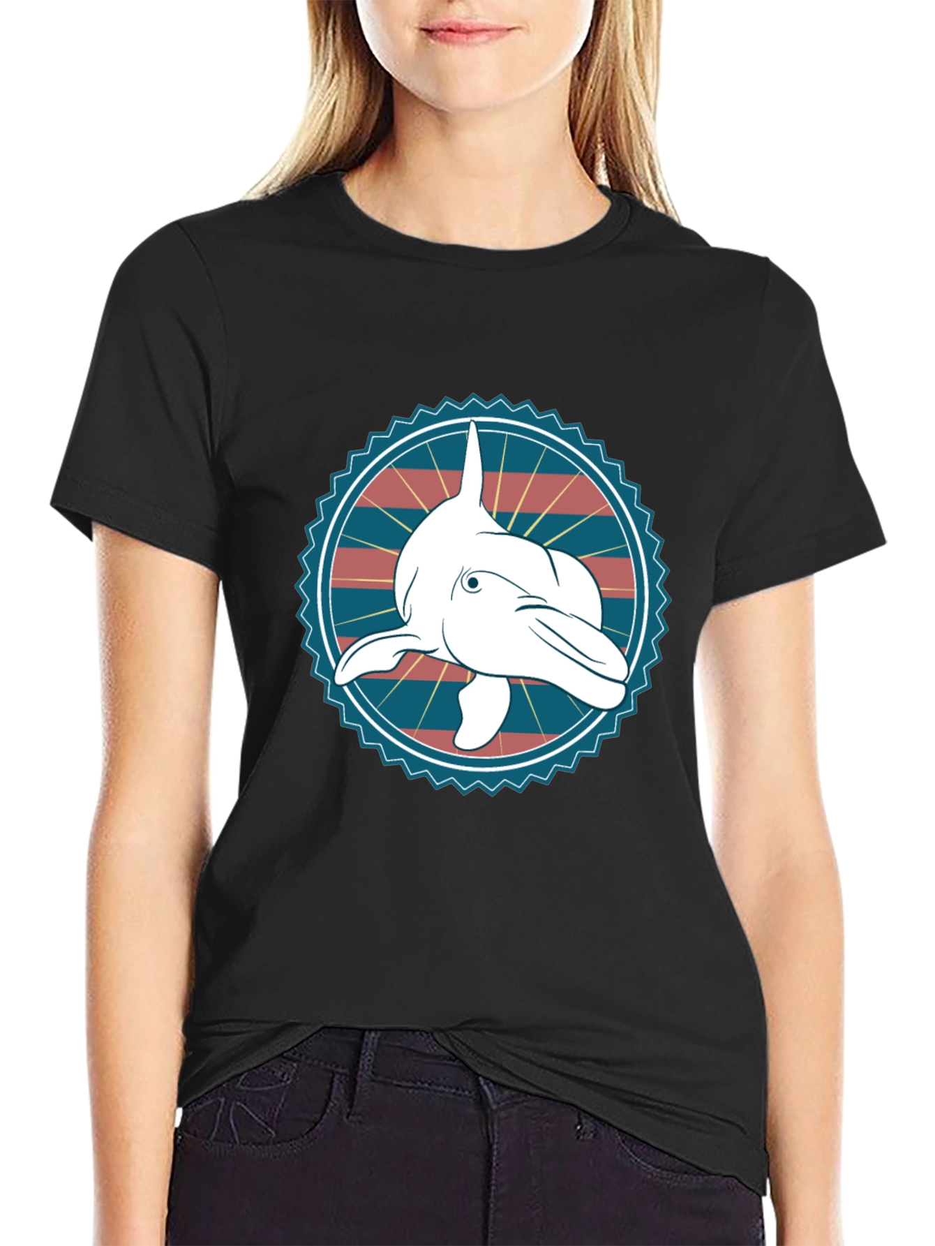 Dolphin Graphic Tee - Stylish Cotton Blend T-Shirt