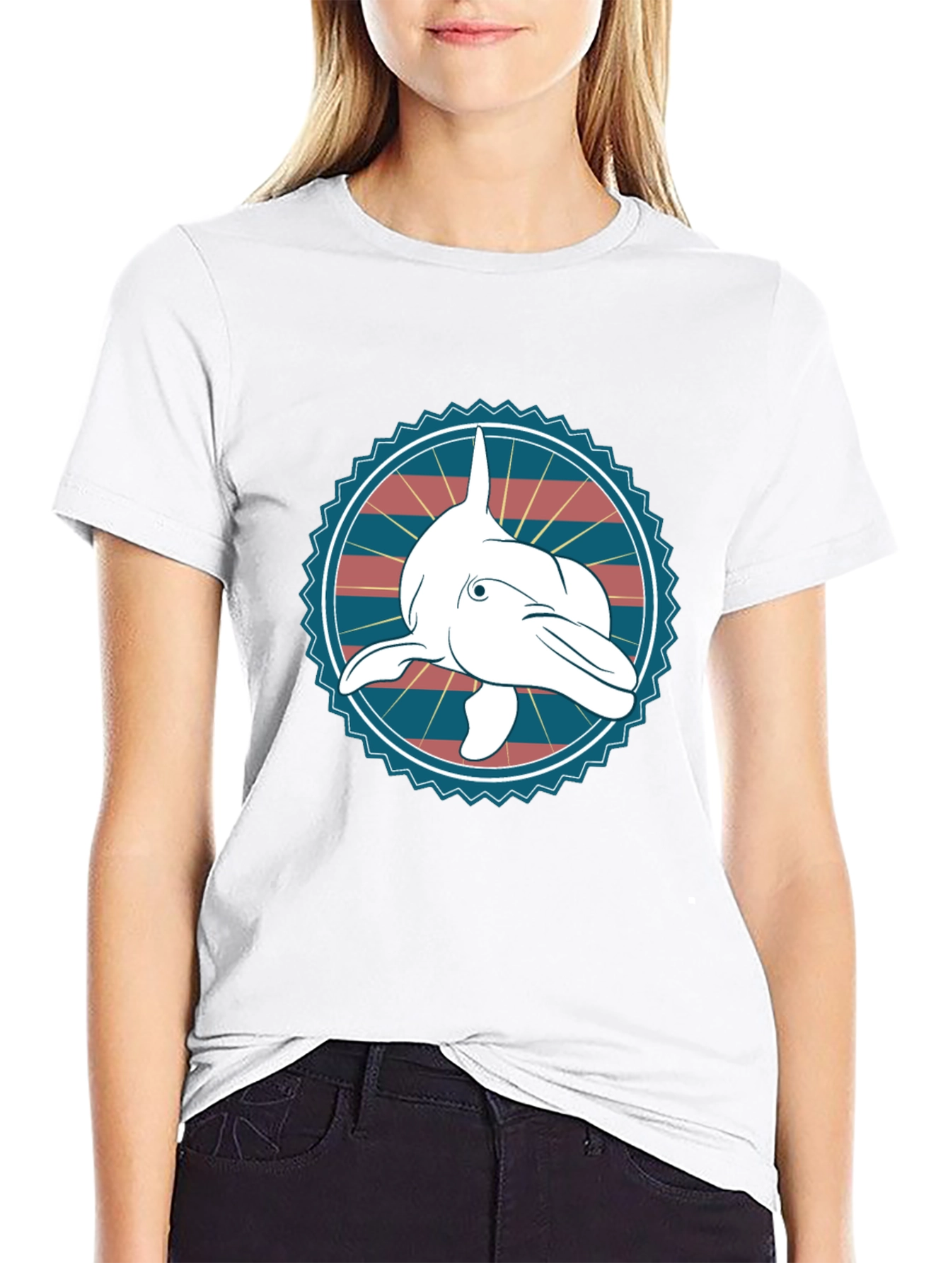 Dolphin Graphic Tee - Stylish Cotton Blend T-Shirt