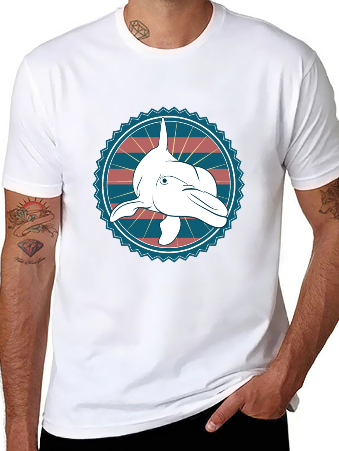 Dolphin Graphic Tee - Stylish Cotton Blend T-Shirt
