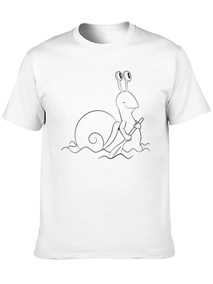 Snail Rowing T-Shirt - Black Cotton Tee