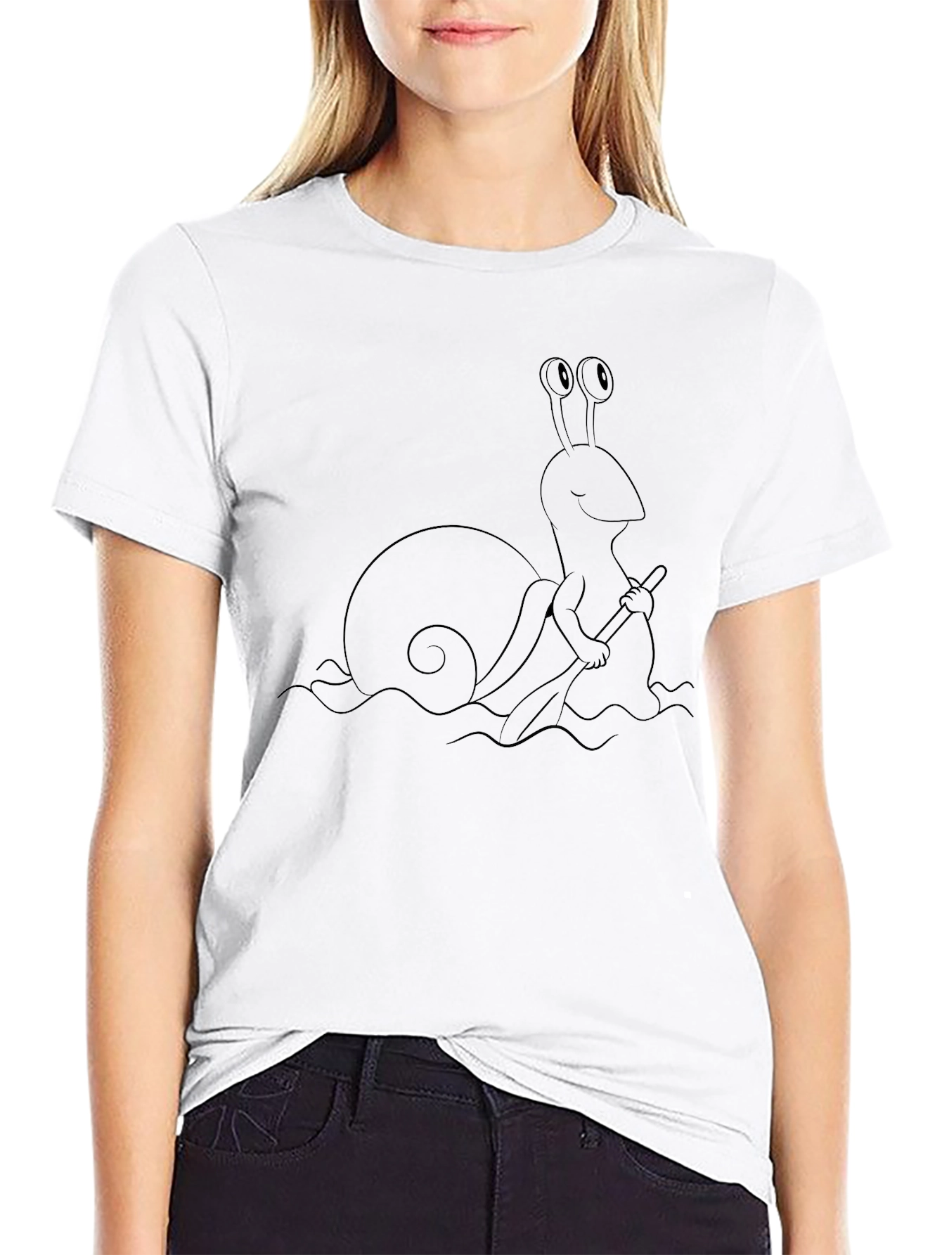 Snail Rowing T-Shirt - Black Cotton Tee
