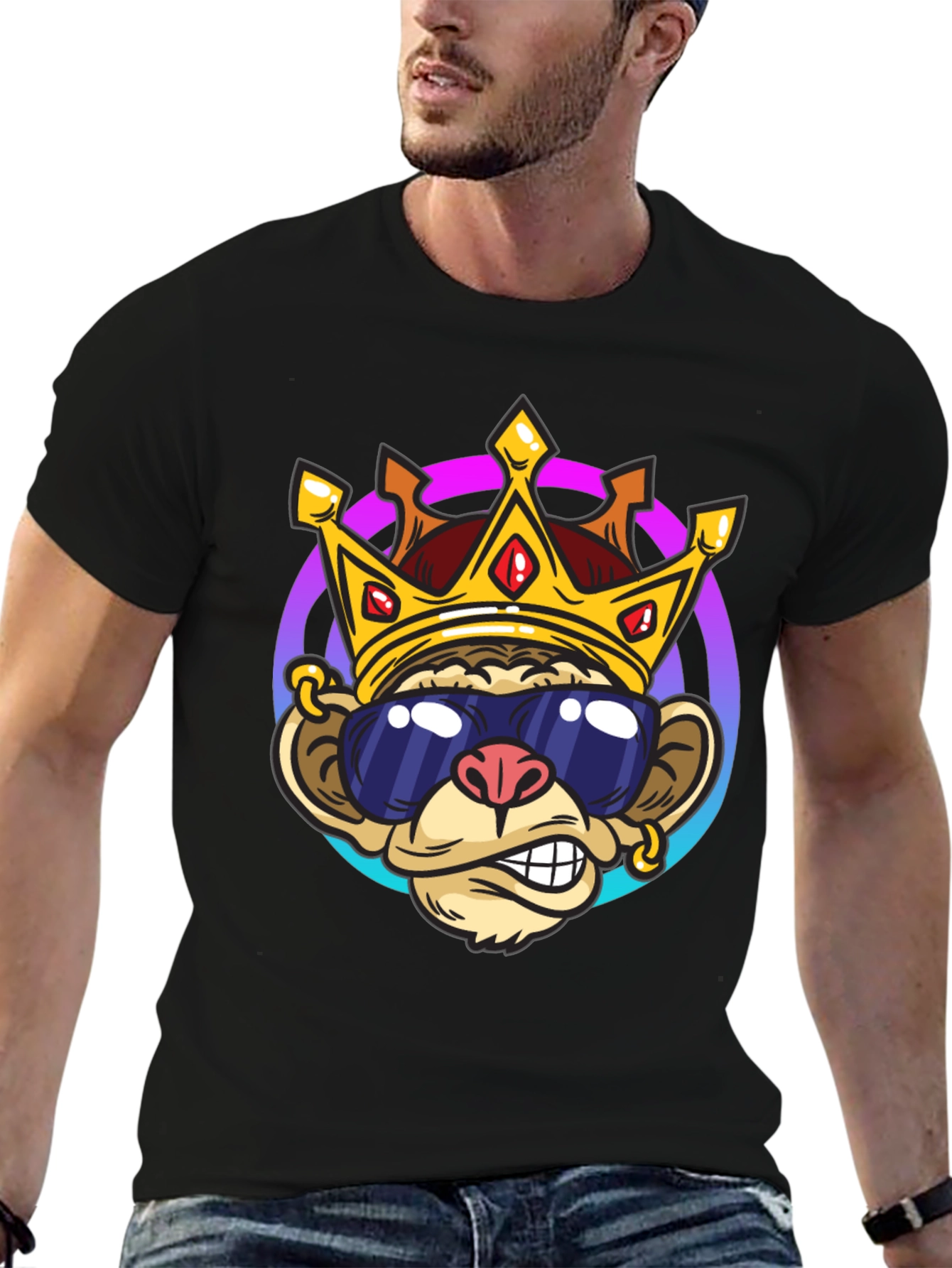 Monkey King Graphic Tee - Cool Cartoon Design