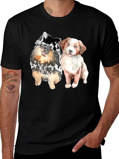 Cute Dogs Graphic Tee - Mens Black T-Shirt