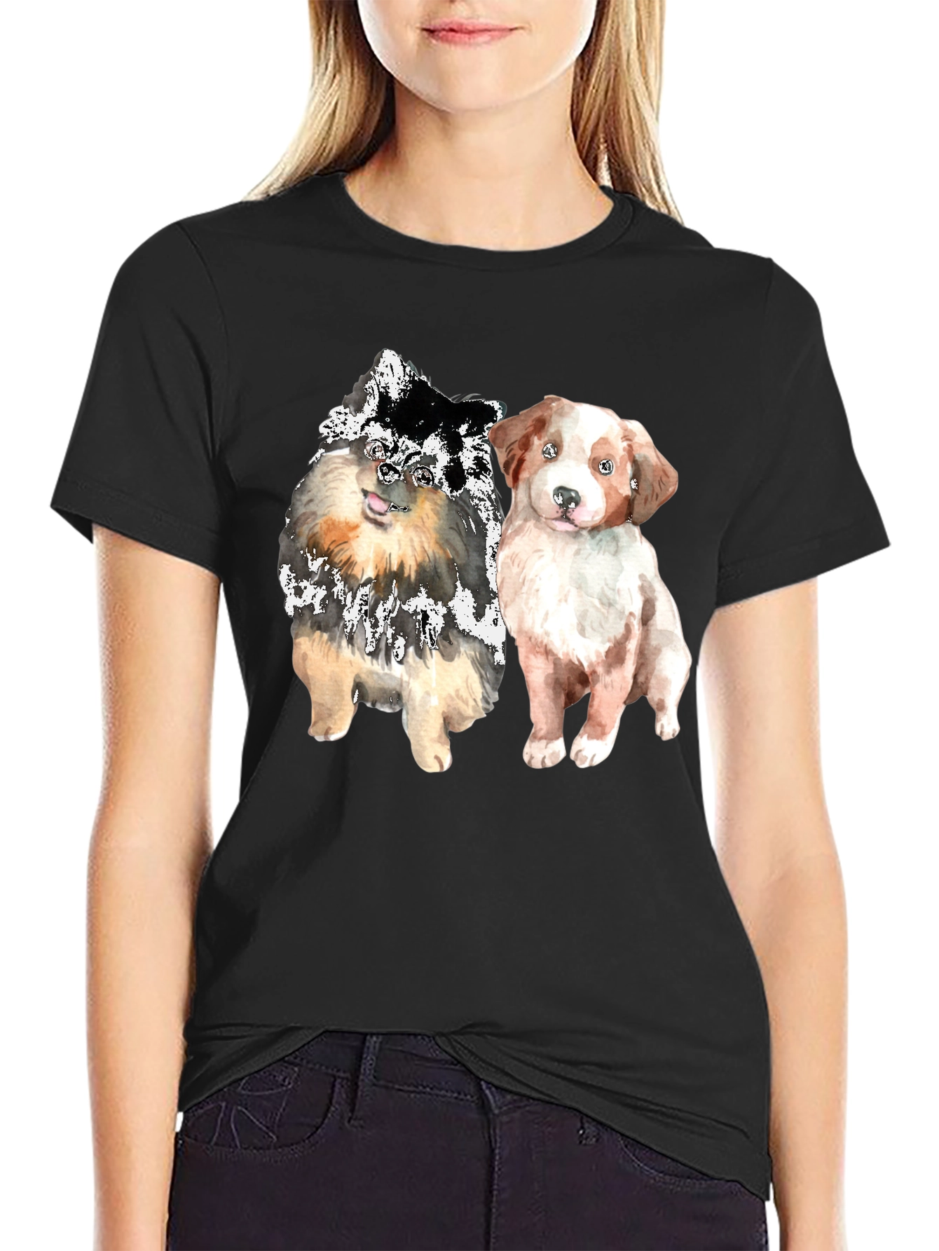 Cute Dogs Graphic Tee - Mens Black T-Shirt