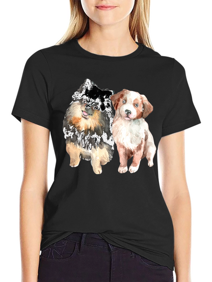 Cute Dogs Graphic Tee - Mens Black T-Shirt