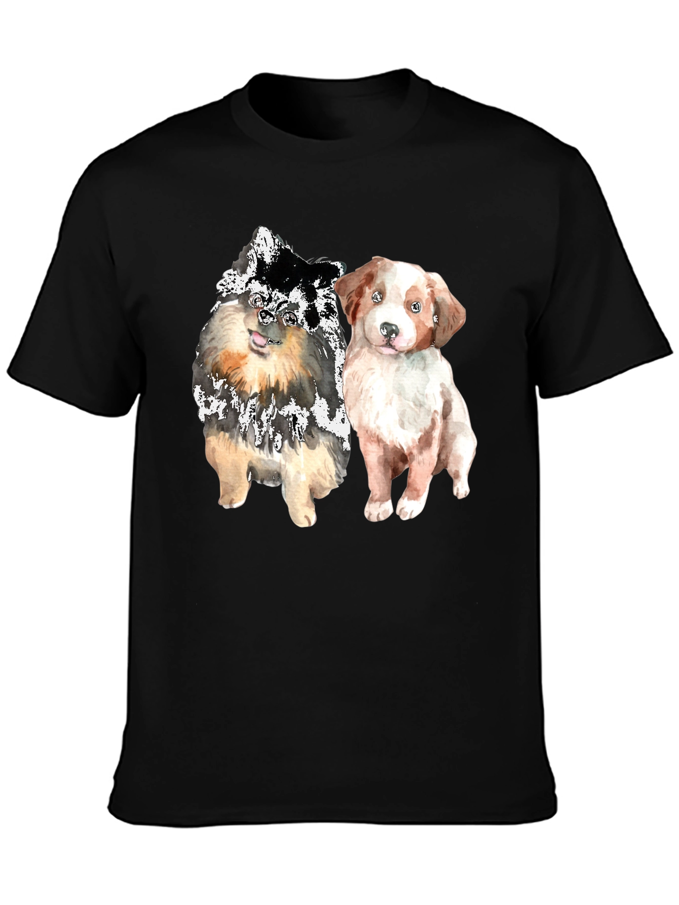 Cute Dogs Graphic Tee - Mens Black T-Shirt