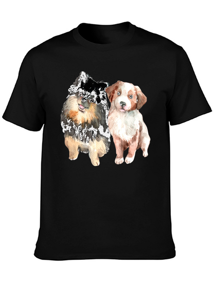 Cute Dogs Graphic Tee - Mens Black T-Shirt