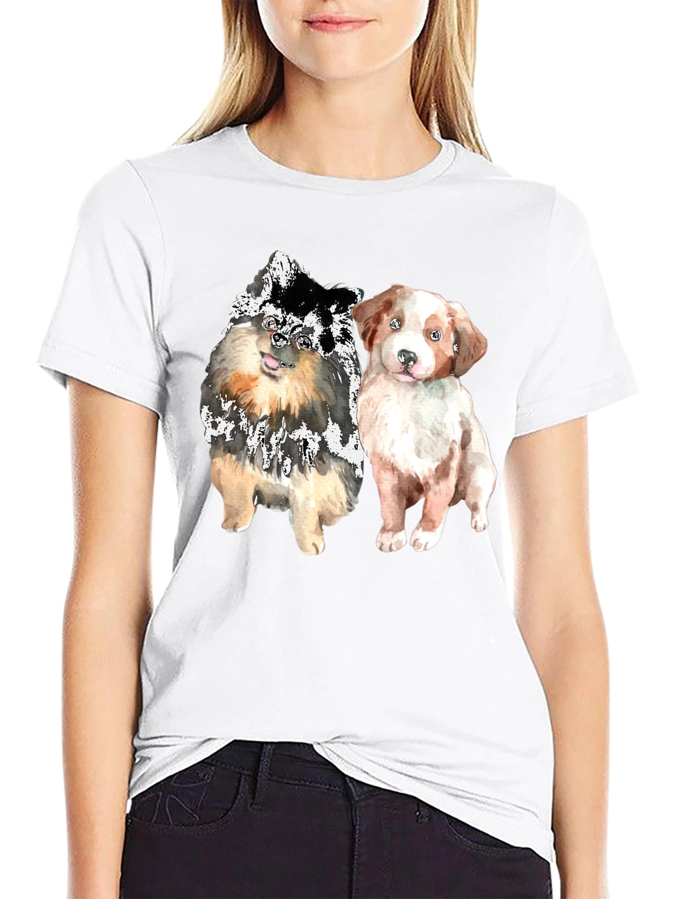 Cute Dogs Graphic Tee - Mens Black T-Shirt