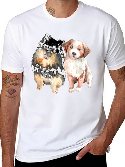 Cute Dogs Graphic Tee - Mens Black T-Shirt