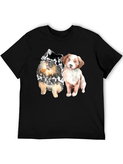 Cute Dogs Graphic Tee - Mens Black T-Shirt