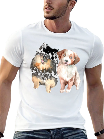 Cute Dogs Graphic Tee - Mens Black T-Shirt
