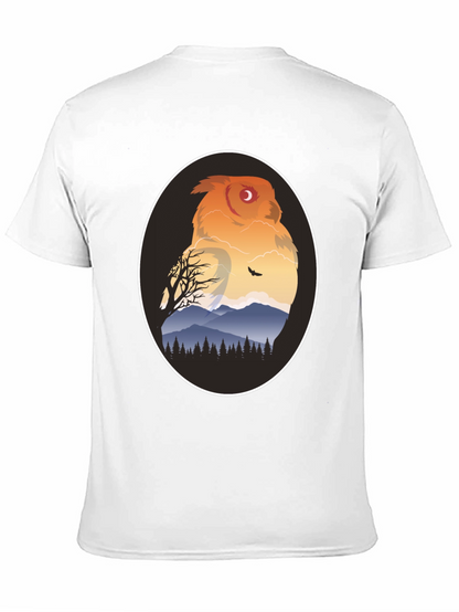 Owl Mountain Graphic Tee - Nature Inspired Black T-Shirt