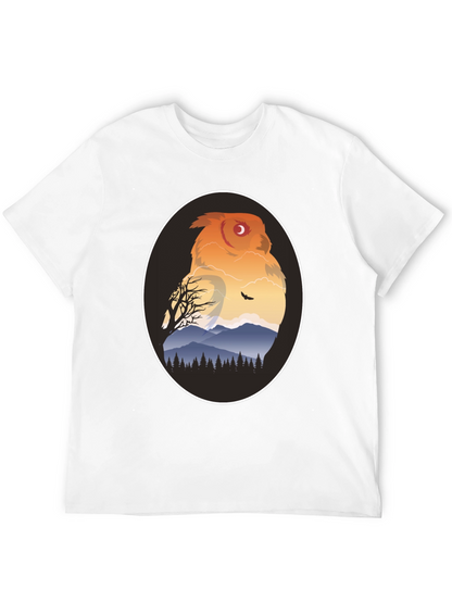 Owl Mountain Graphic Tee - Nature Inspired Black T-Shirt