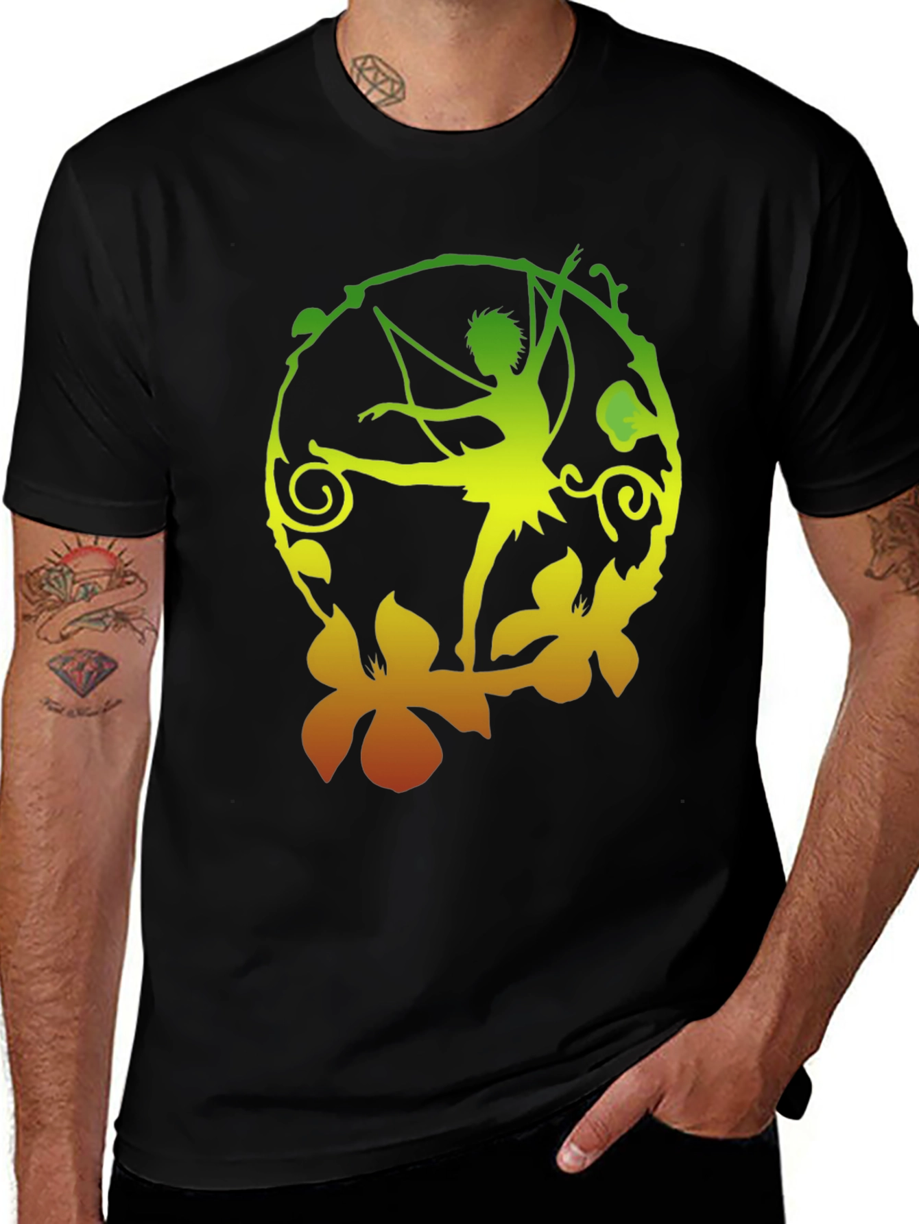 Fantasy Fairy Graphic Black T-Shirt