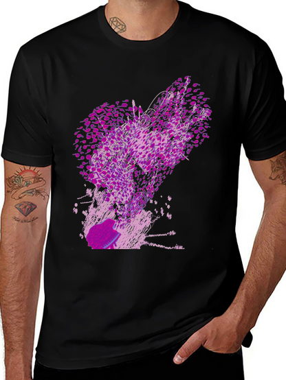 Abstract Purple Print Black T-Shirt