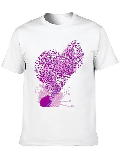 Abstract Purple Print Black T-Shirt