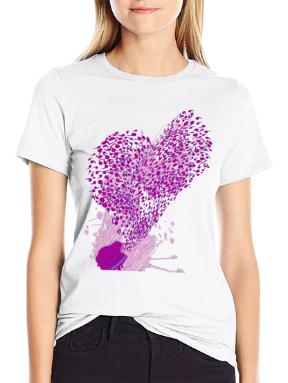 Abstract Purple Print Black T-Shirt