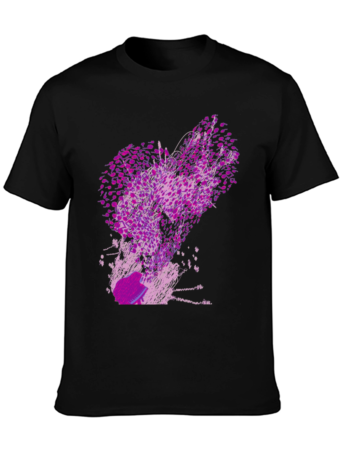 Abstract Purple Print Black T-Shirt