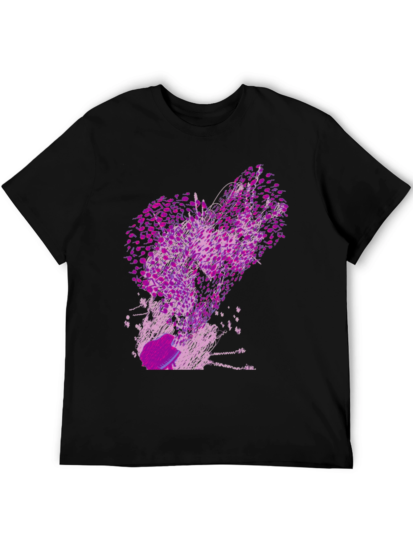 Abstract Purple Print Black T-Shirt