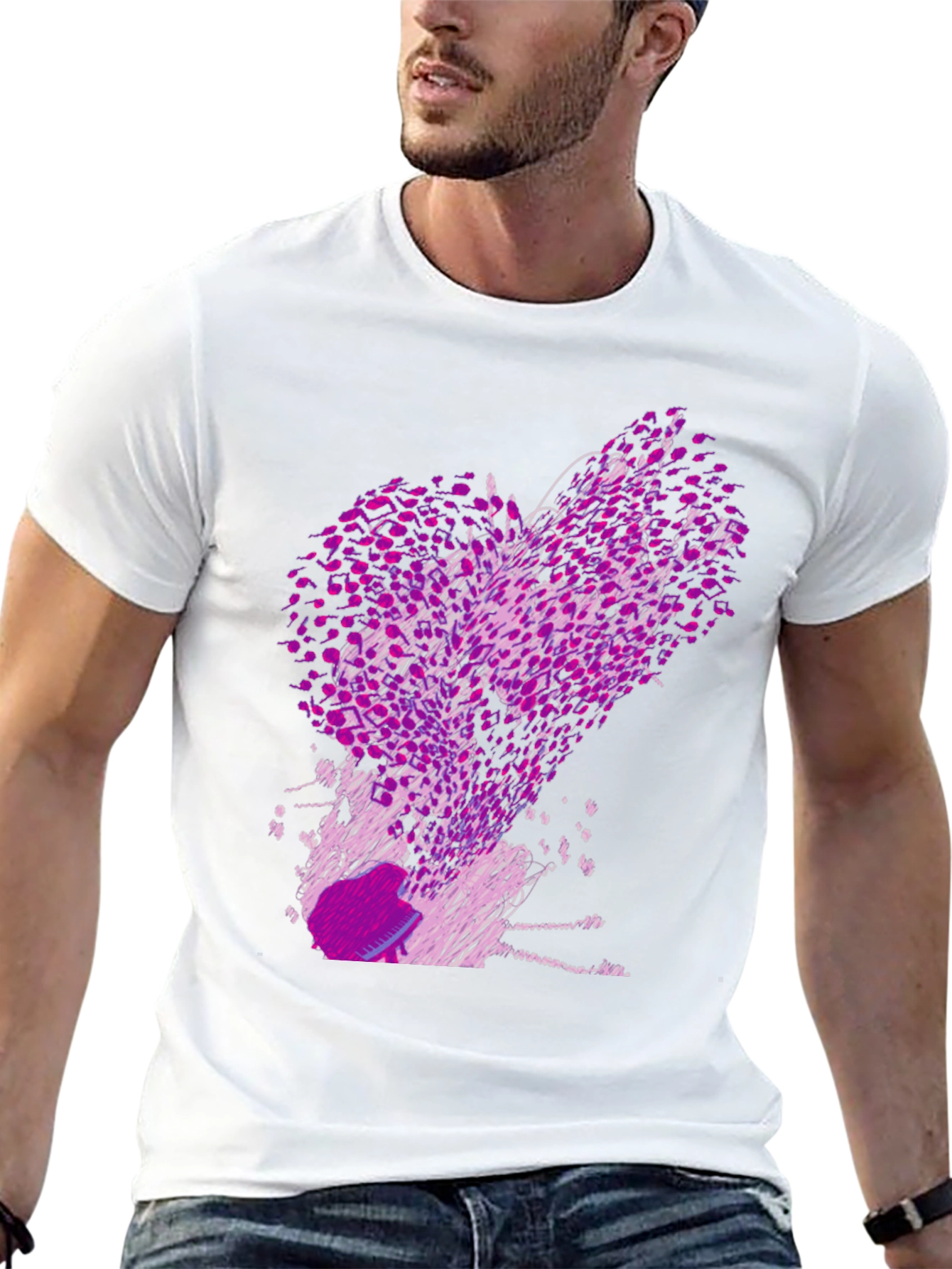 Abstract Purple Print Black T-Shirt
