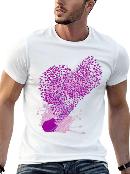 Abstract Purple Print Black T-Shirt