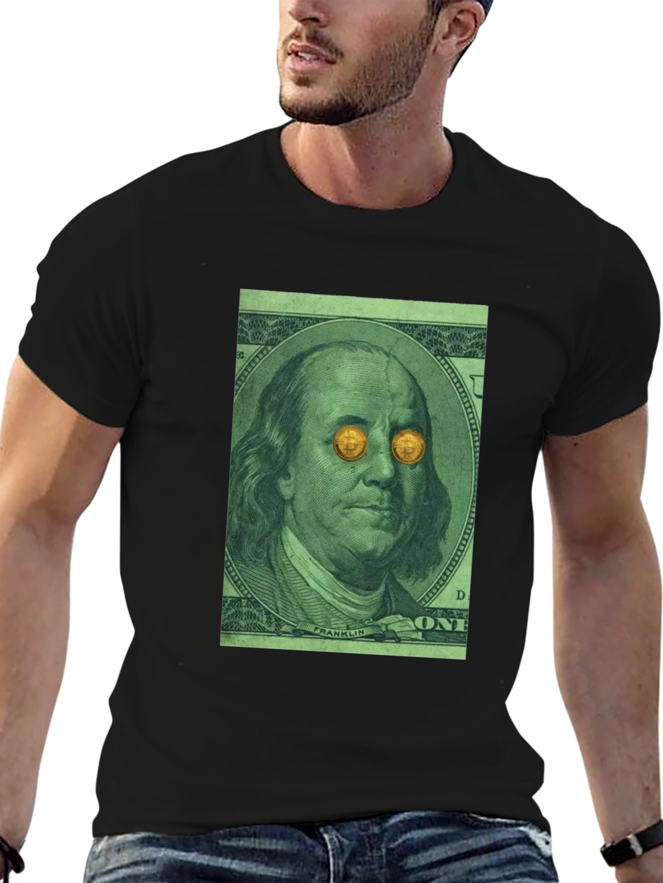 Bitcoin Eyes Benjamin Franklin Graphic Tee
